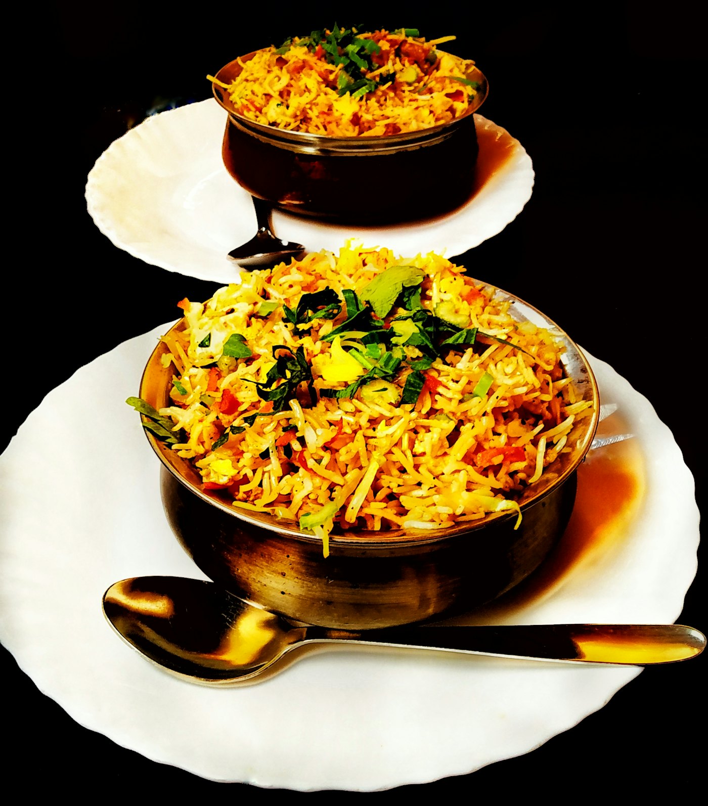 A fragrant platter of biryani prepared for an event